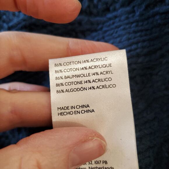 Free People Sweater Womens Small Varsity Navy Cable Knit Crewneck OB1505582 - Picture 5 of 10